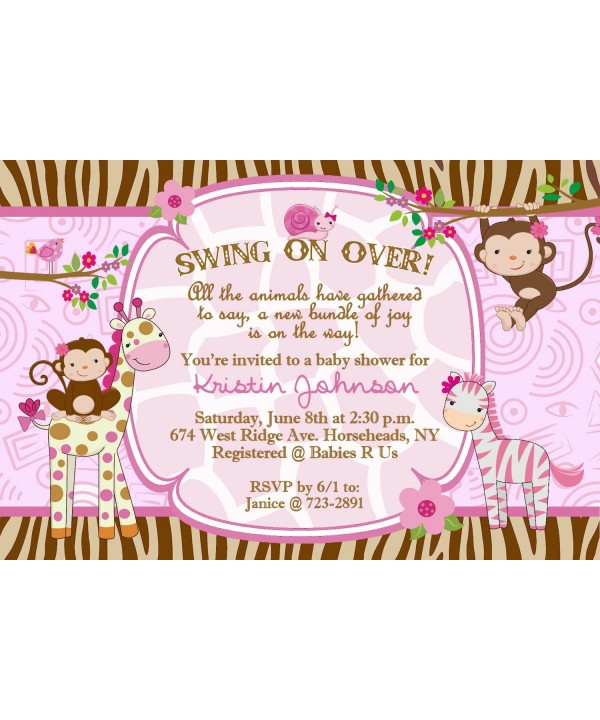 Jungle Safari Shower Invitations Personalized