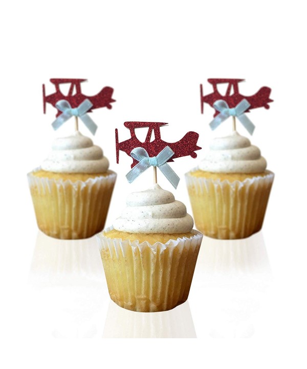 Airplane cupcake toppers decorations anniversary