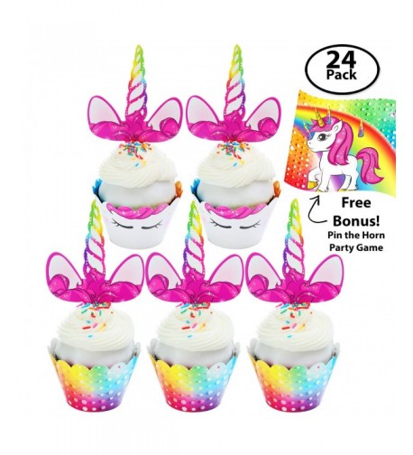 Unicorn Cupcake Toppers Wrappers Party