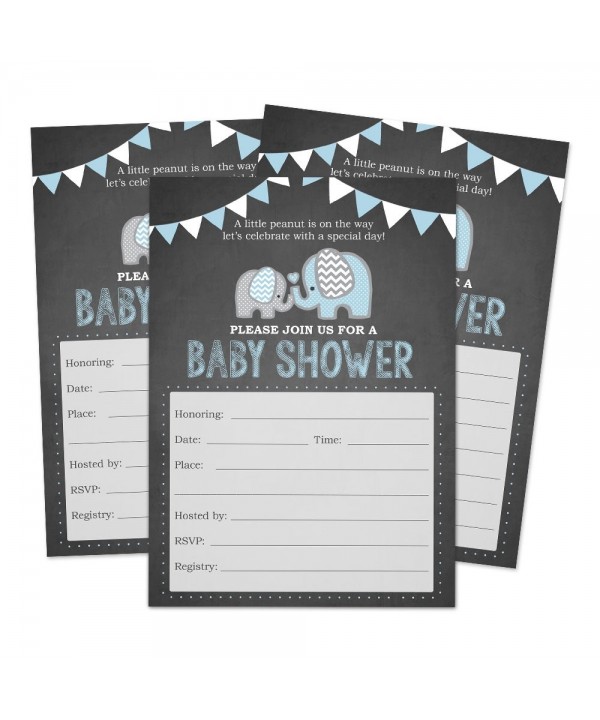 Elephant Shower Invitations Chalkboard Background