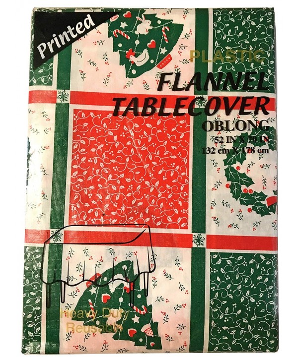 Flannel Plastic Christmas Reusable Tablecover