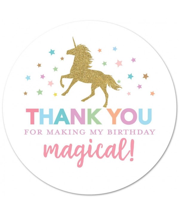 Faux Glitter Unicorn Thank Stickers