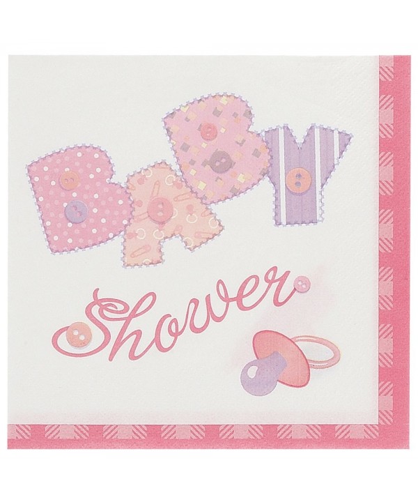 Pink Stitching Shower Luncheon Napkins