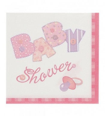 Pink Stitching Shower Luncheon Napkins