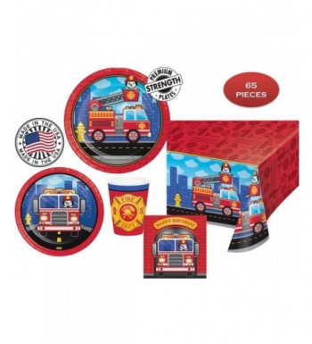 FLAMING FIRETRUCK Birthday Napkins Tablecover