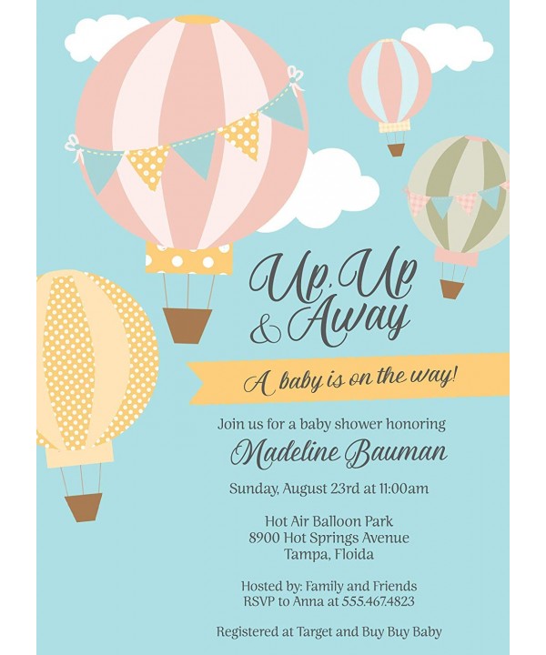 Invitations Balloon Stripes Printed Envelopes