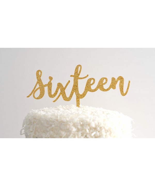 Sixteenth Birthday Gold Glitter Topper