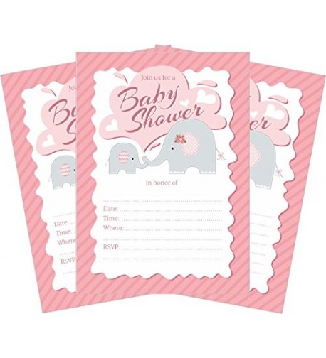 Elephant Pink Baby Shower Invitations