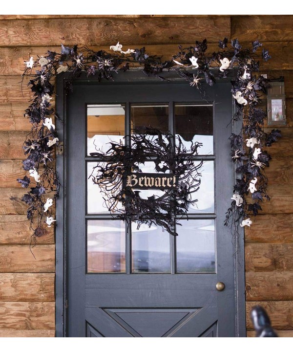 Gothic Garland Ghosts Silver Spiders