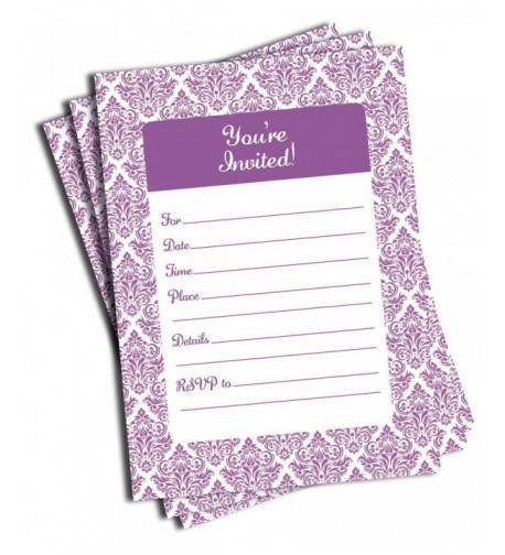 Purple Damask Invitations Envelopes Large