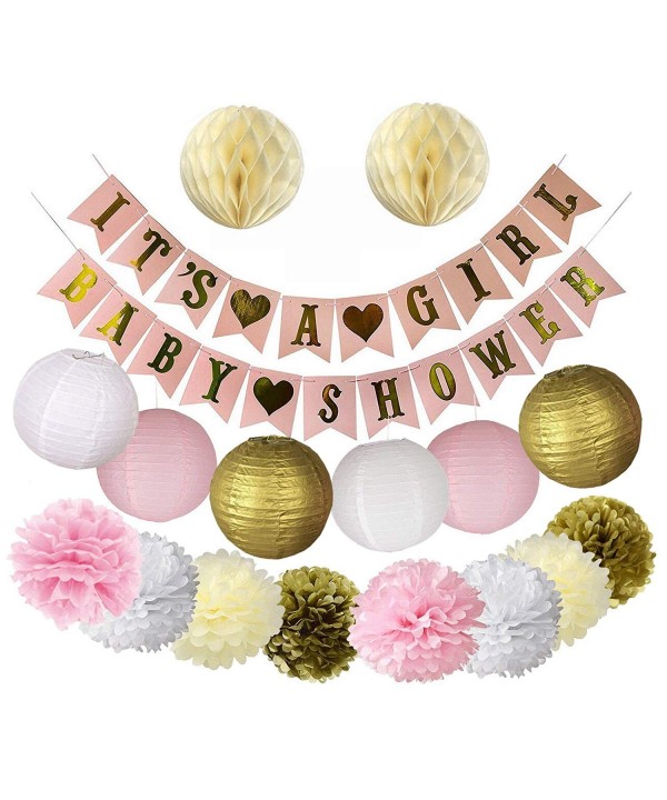 Shower Decorations Banner Lanterns Pom poms