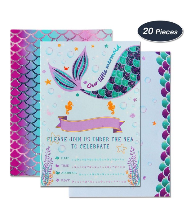 WERNNSAI Mermaid Party Invitations Envelopes