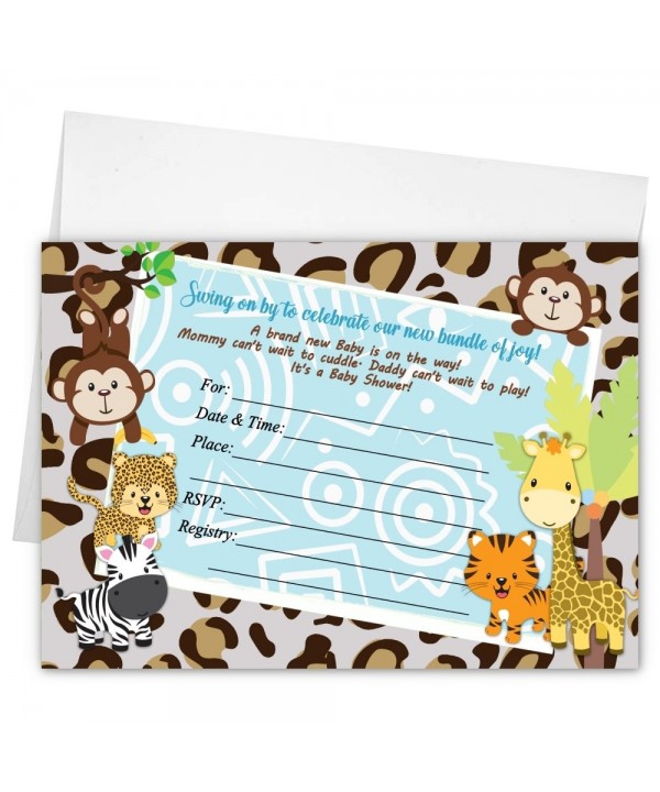 Shower Invitations Jungle Printed Neutral