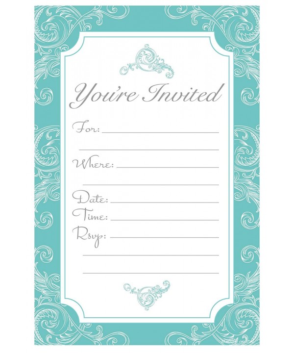 Elegant Turquoise Fill Invitations Engagement