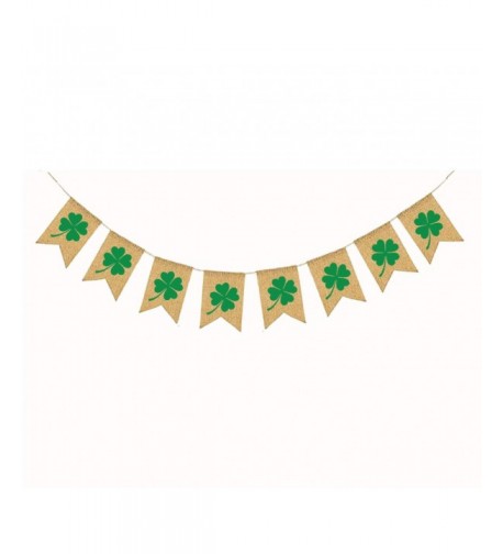 Famoby Patricks Decorations Shamrock Burlap