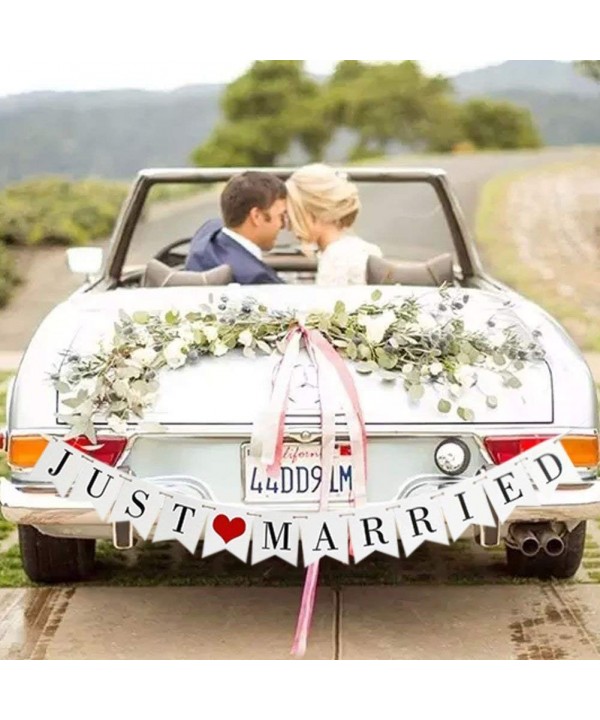 GuassLee JUST MARRIED Wedding Banner
