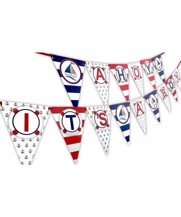 Ahoy Nautical Shower Banner Pennant