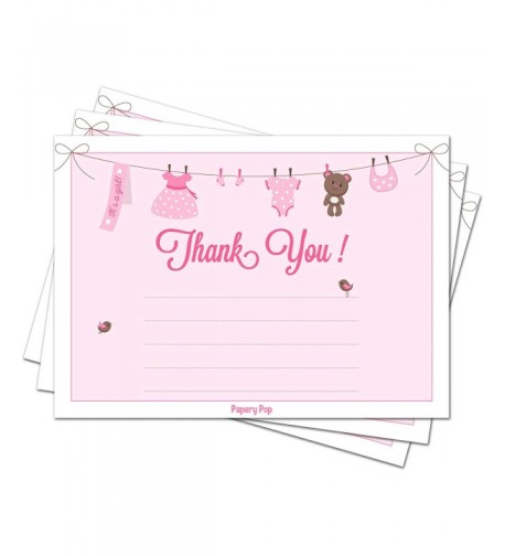 Shower Thank Cards Girls Envelopes