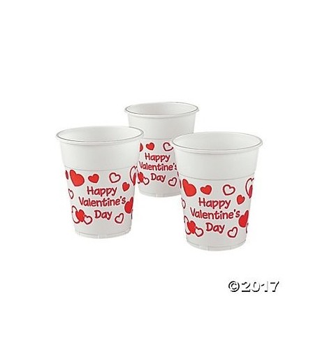 Valentines Plastic Disposable Cups Party Supplies Tableware