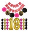 18th BIRTHDAY BANNER POMPOM DECORATIONS