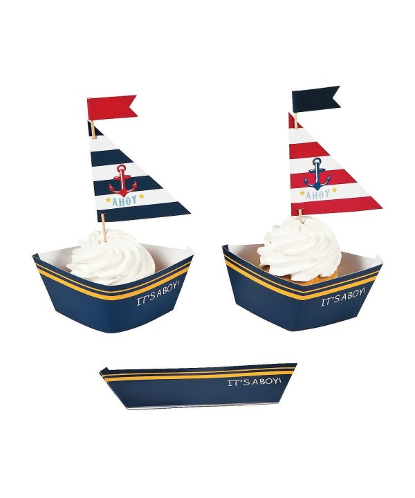 Nautical Shower Cupcake Collars Decoration