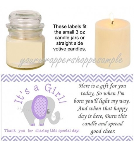 Purple Elephant Shower Candle Labels