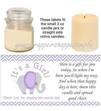 Purple Elephant Shower Candle Labels