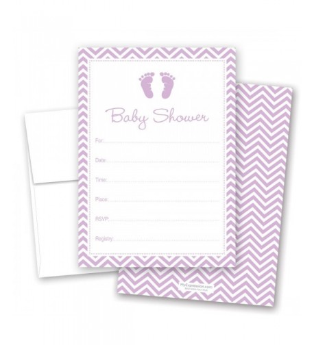 Purple Footprint Fill Shower Invitations