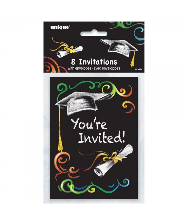 Unique 43634 Chalkboard Graduation Invitations