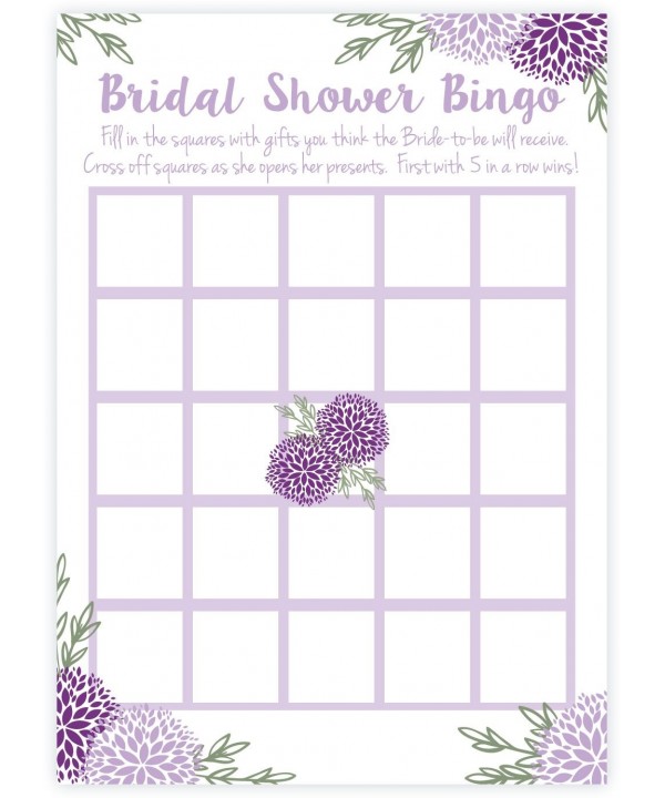 Purple Floral Bridal Shower Bingo