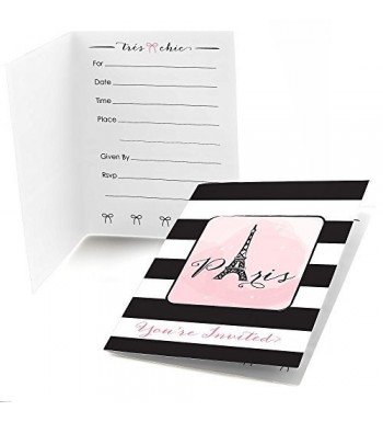 Paris Ooh Themed Birthday Invitations