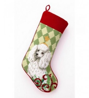 White Poodle Christmas Stocking Needlepoint