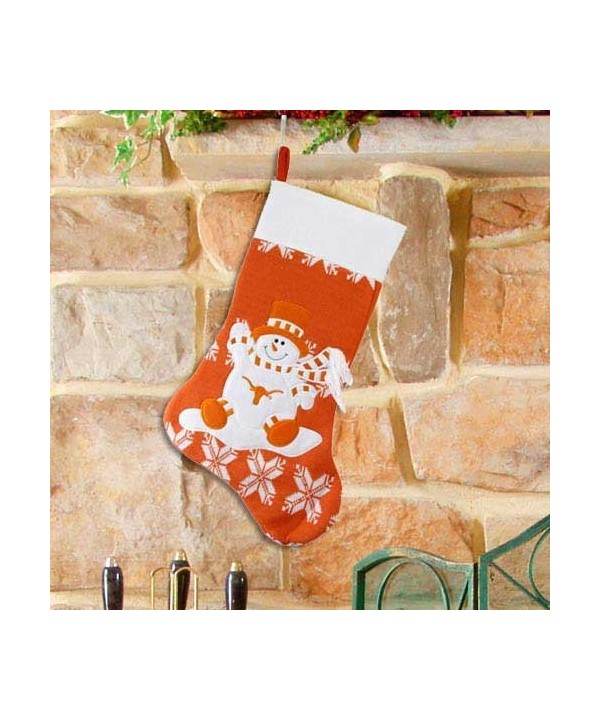 Longhorns Orange Snowman Holiday Stocking