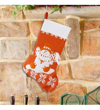 Longhorns Orange Snowman Holiday Stocking