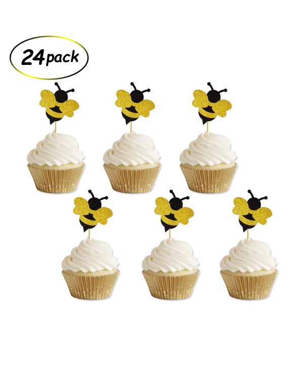 Glitter Bumble Cupcake Toppers Birthday