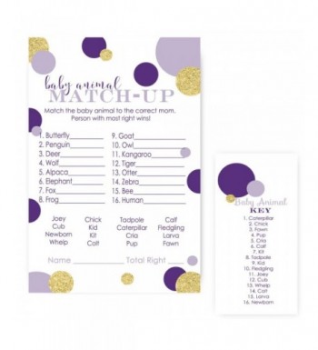 Purple Animal Match Shower Cards