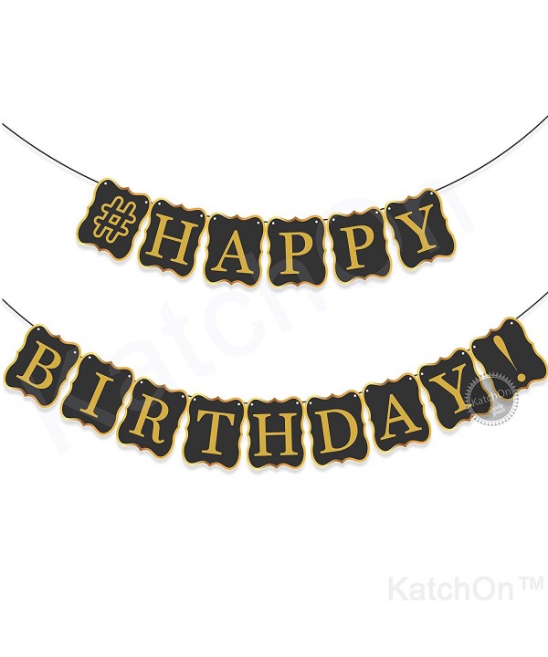 BLACK HAPPY BIRTHDAY BANNER DECORATIONS