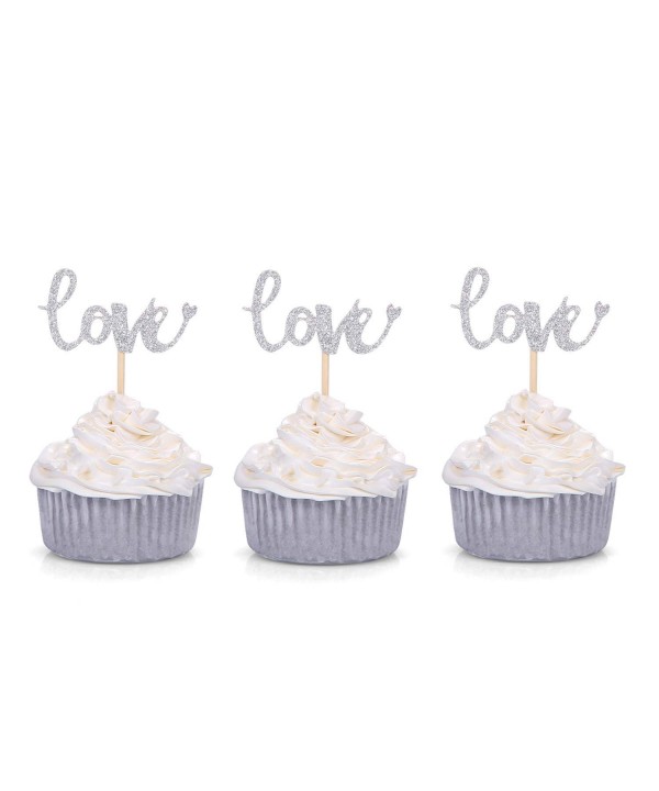 Glitter Cupcake Toppers Wedding Engagement