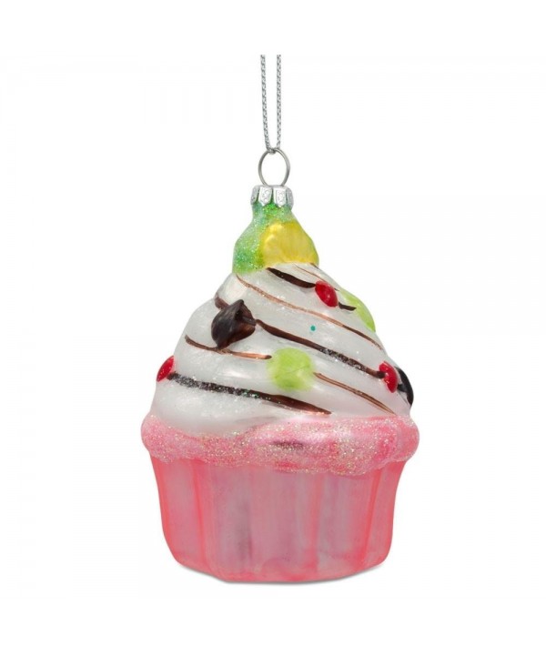 Cupcake Raisins Glass Christmas Ornament