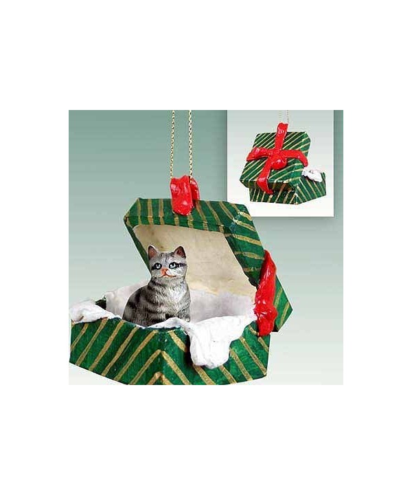 Tabby Christmas Ornament Silver Shorthaired