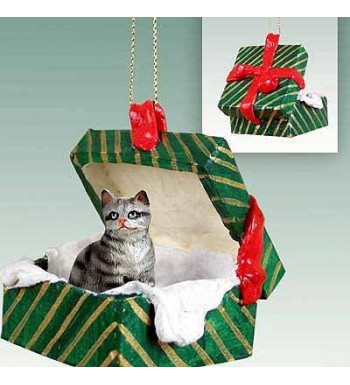 Tabby Christmas Ornament Silver Shorthaired