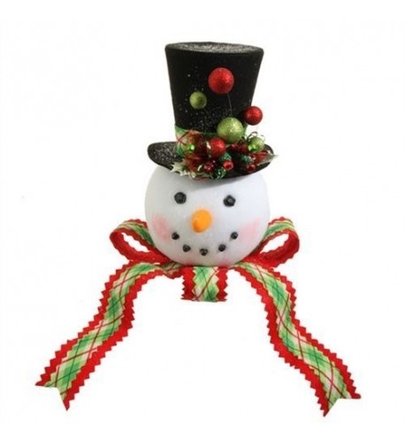 RAZ PLAID SNOWMAN HEAD Topper