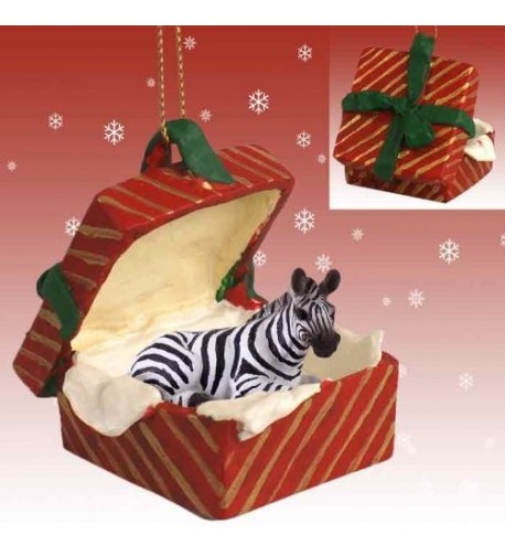 Zebra Red Gift Christmas Ornament