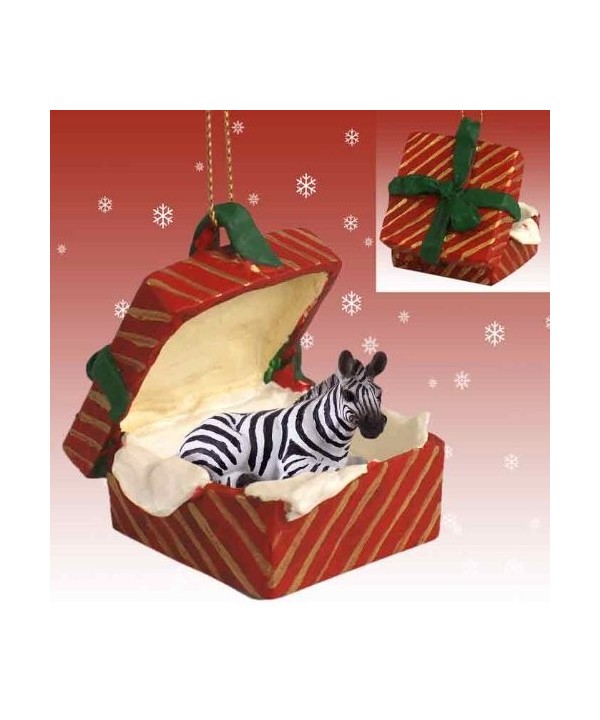 Zebra Red Gift Christmas Ornament