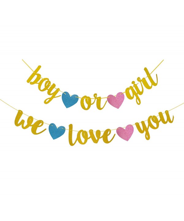 Famoby Gender Reveal Glittery Banner Famoby Gender Reveal Glittery Banner