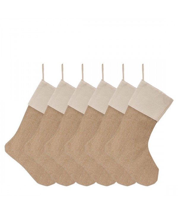 KOMIWOO Burlap Christmas Stockings Decorations