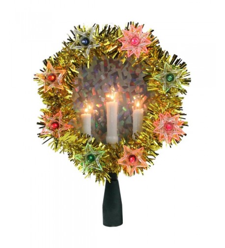 Tinsel Wreath Candles Christmas Topper