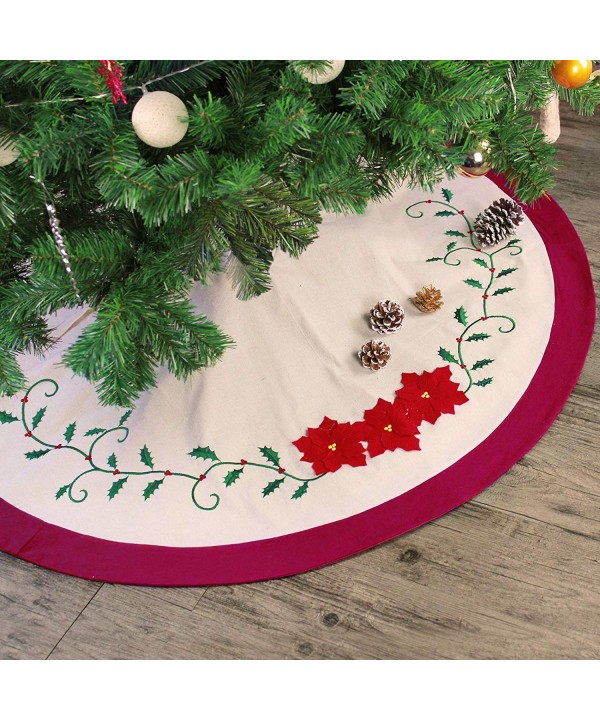 Ivenf Embroidery Poinsettia Traditional Decorations