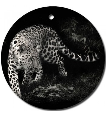 Leopard Ornament round porcelain Christmas