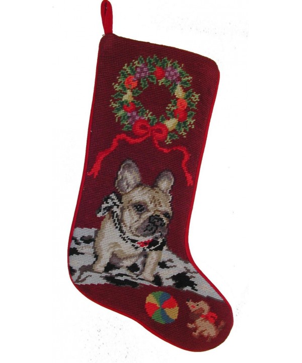 French Bulldog Needlepoint Christmas Stocking